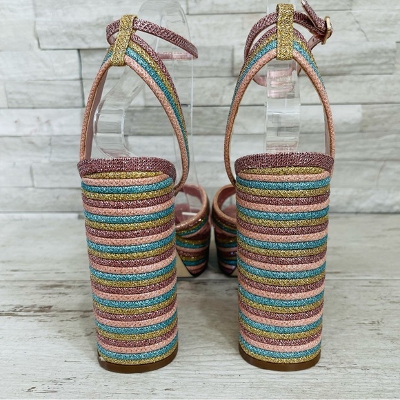 Steve Madden Women’s Laurel Rainbow Glitter Platform Sandals Ankle Strap Size 10 - Picture 6 of 14